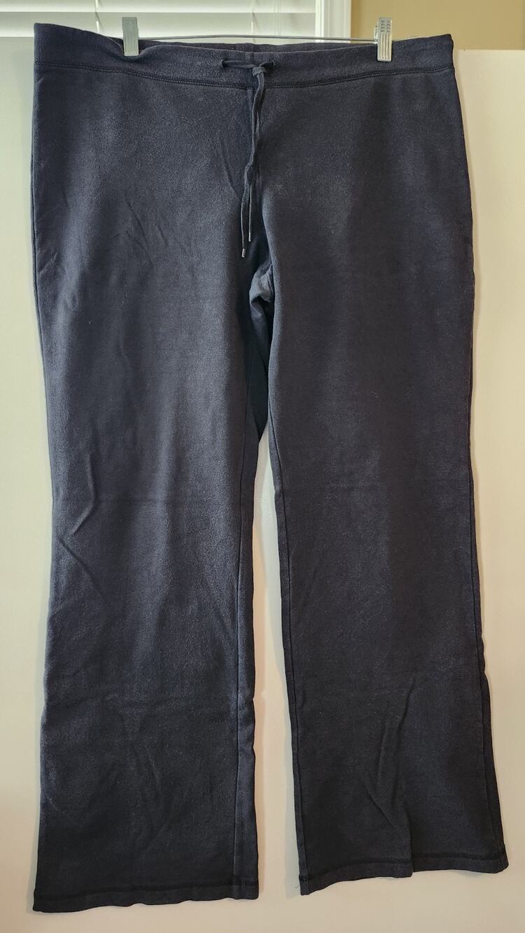 GAP Stretch Women's Fleece Lounge Pants Open Bottom Sweatpants Black L #379